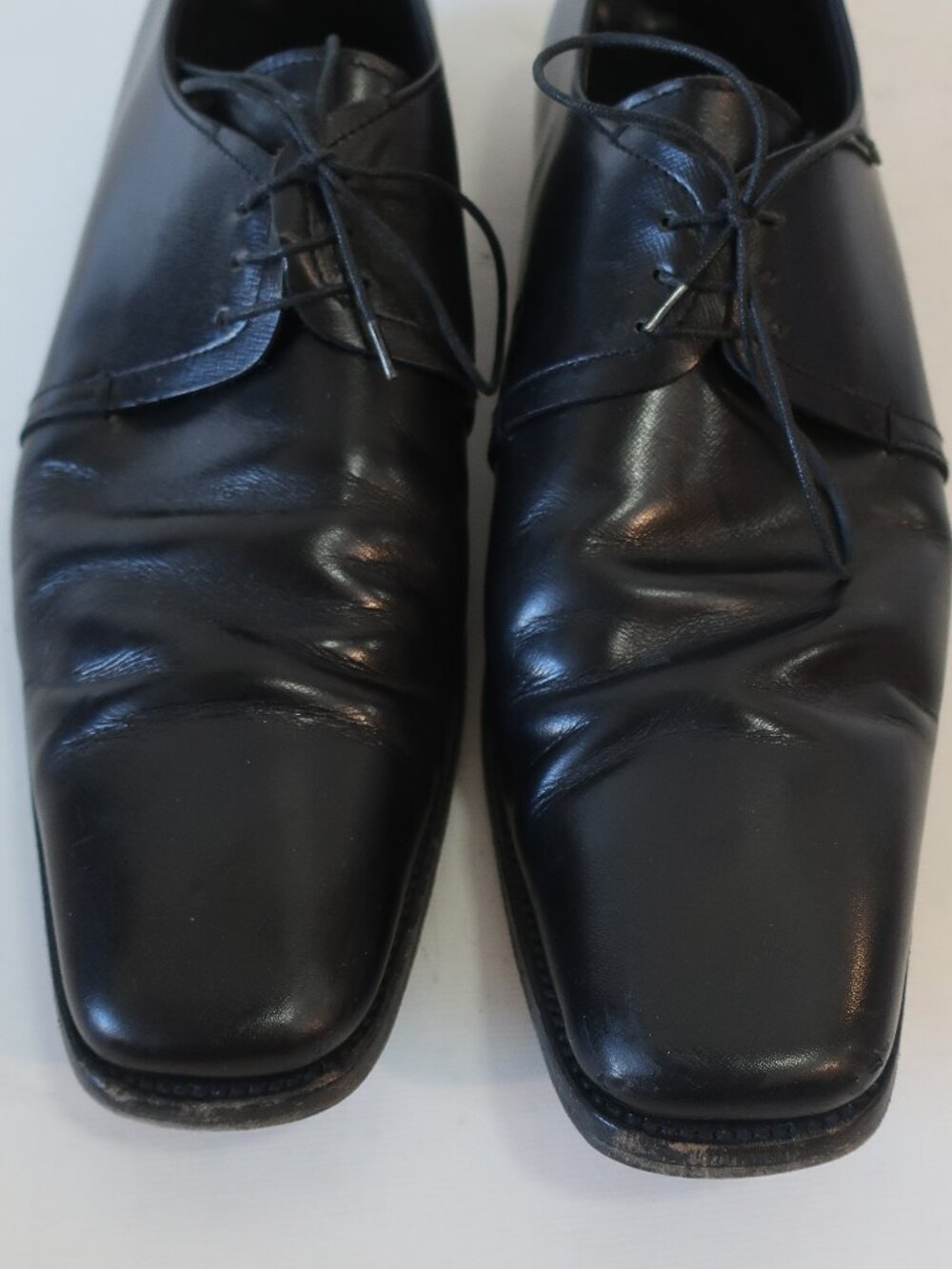 Mens Prada Black Leather Square Toe Oxford Lace Up Shoes 10 1/2 - Picture 3 of 12